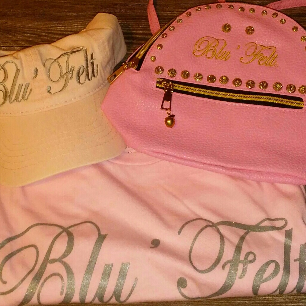 Blu'Felt babydoll tee , hat an backpack purse